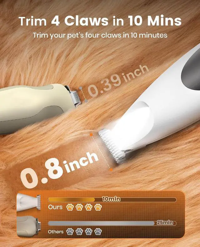 Alt view image 7 of 7 - Dog Grooming Vacuum Low-Noise Dog Paw Trimmer with LED Light