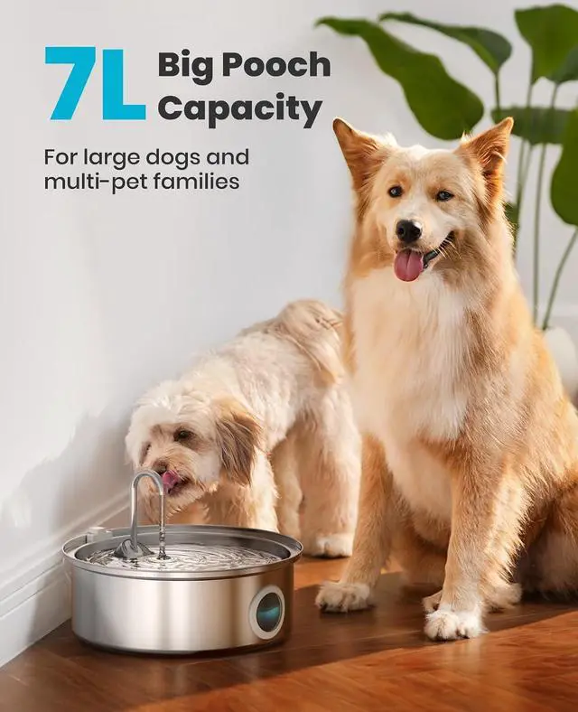 Alt view image 2 of 7 - Pet Water Fountain Set, 2.2L Wireless Cat Water Fountain & 7L Large Dog Water Fountain