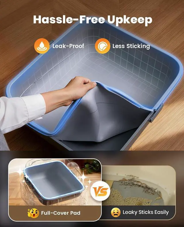 Alt view image 3 of 5 - Full-Cover Litter Pad for Ease S1 Automatic Litter Box Liner, Rinsable Soft Rubber Inner Tray Mat, Leak-Proof, Scratch-Resistant and Stain-Proof