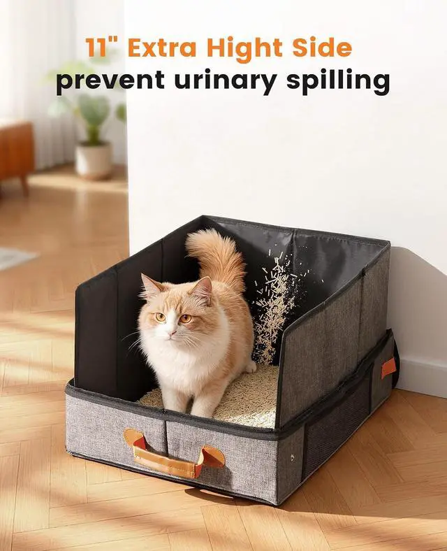 Alt view image 3 of 6 - Portable Cat Litter Box for Travel, Foldable Litter Box with Lid for Car Travel and Hotle Stays, Waterproof and Easy Clean