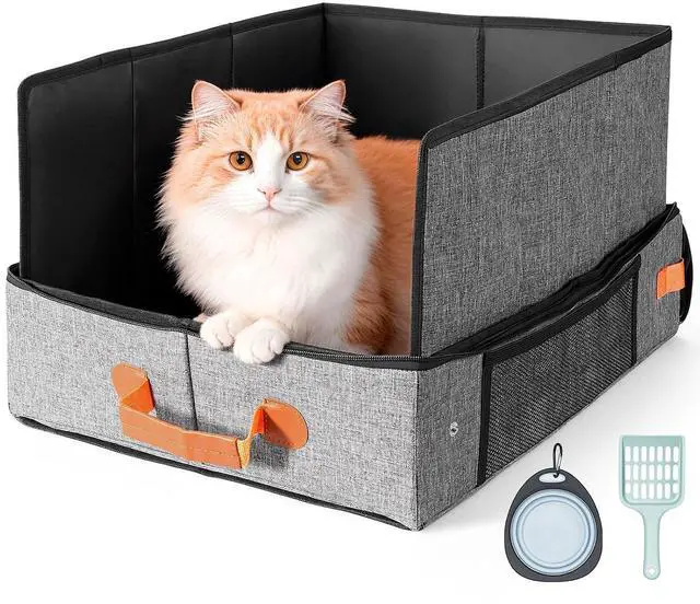 Main image of Portable Cat Litter Box for Travel, Foldable Litter Box with Lid for Car Travel and Hotle Stays, Waterproof and Easy Clean