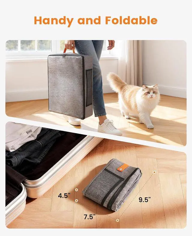 Alt view image 4 of 6 - Portable Cat Litter Box for Travel, Foldable Litter Box with Lid for Car Travel and Hotle Stays, Waterproof and Easy Clean