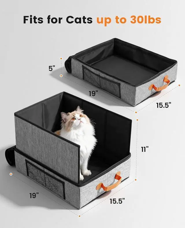 Alt view image 5 of 6 - Portable Cat Litter Box for Travel, Foldable Litter Box with Lid for Car Travel and Hotle Stays, Waterproof and Easy Clean