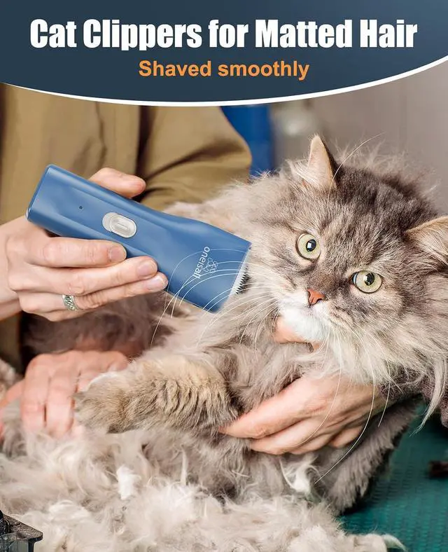 Alt view image 2 of 7 - Pet Clippers for Cat Matted Hair, Quiet Pet Shaver for Cats | Waterproof Cordless Cat Clippers for Matted Long Hair with Storage Bag,Lightweight and Easy to Use for Cat, Pet, Small Dog