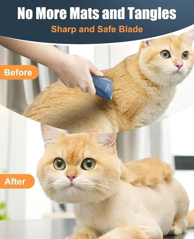 Alt view image 4 of 7 - Pet Clippers for Cat Matted Hair, Quiet Pet Shaver for Cats | Waterproof Cordless Cat Clippers for Matted Long Hair with Storage Bag,Lightweight and Easy to Use for Cat, Pet, Small Dog