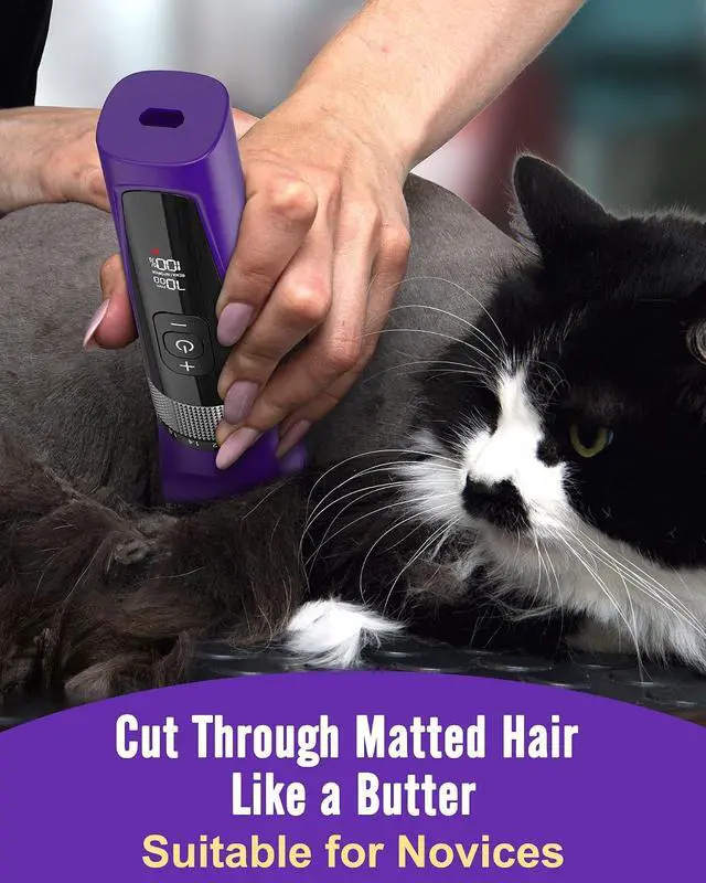Alt view image 2 of 7 - Cat Clippers for Matted Hair, 5-Speed Quiet Cat Grooming kit | Waterproof, 49dB Low Noise, 120min Long Battery Life LCD Display,4 Guards With Comb and Scissor,For Long Thick Matted Hair