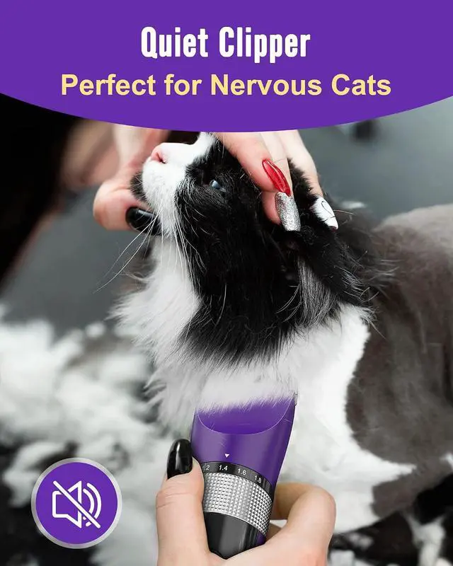 Alt view image 3 of 7 - Cat Clippers for Matted Hair, 5-Speed Quiet Cat Grooming kit | Waterproof, 49dB Low Noise, 120min Long Battery Life LCD Display,4 Guards With Comb and Scissor,For Long Thick Matted Hair
