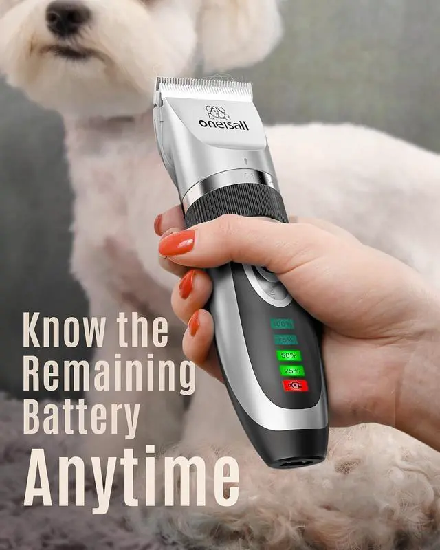Alt view image 4 of 7 - Dog Clipper for Small and Large Dogs Cats Silver | 2-Speed,Low Noise Quiet,Cordless,Rechargeable Fast Charge,Battery Level Display,Detachable,Waterproof, Model X2, Silver