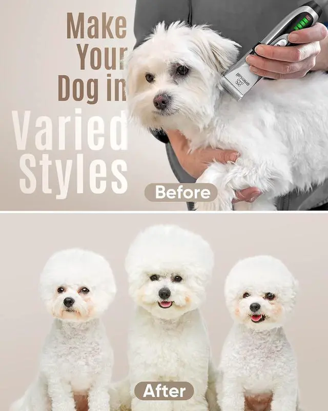 Alt view image 6 of 7 - Dog Clipper for Small and Large Dogs Cats Silver | 2-Speed,Low Noise Quiet,Cordless,Rechargeable Fast Charge,Battery Level Display,Detachable,Waterproof, Model X2, Silver