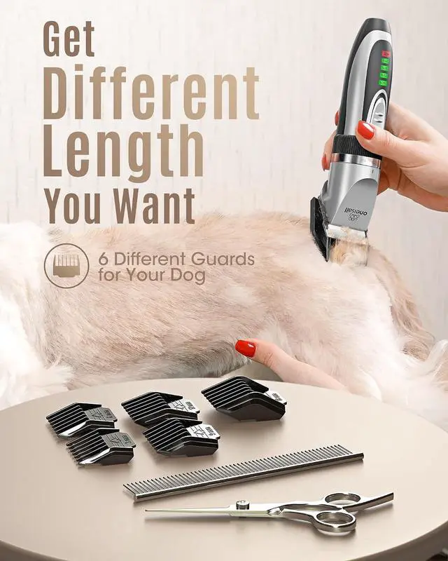 Alt view image 7 of 7 - Dog Clipper for Small and Large Dogs Cats Silver | 2-Speed,Low Noise Quiet,Cordless,Rechargeable Fast Charge,Battery Level Display,Detachable,Waterproof, Model X2, Silver