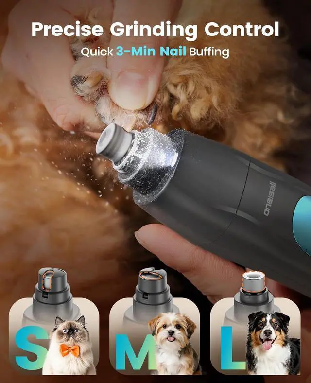 Alt view image 5 of 7 - Professional 4-in-1 Dog Grooming Kit with LED Light | Quiet Clippers & Nail Grinder, Cordless, 3.7 hrs Runtime, LED Display, Safe for Paws, Face, Ears & Body