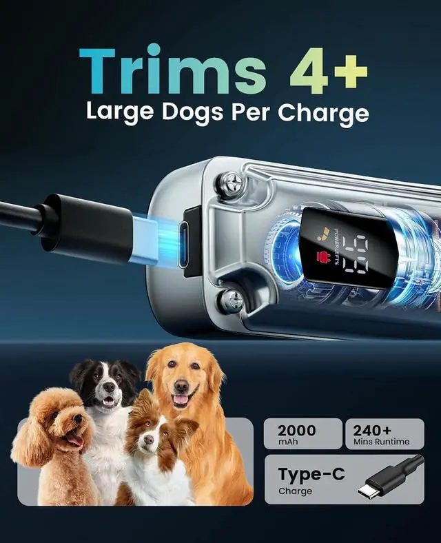 Alt view image 5 of 7 - Dog Clippers for Grooming Thick Hair, Quiet Dog Nail Grinder Paw Trimmer with 2 LED Lights
