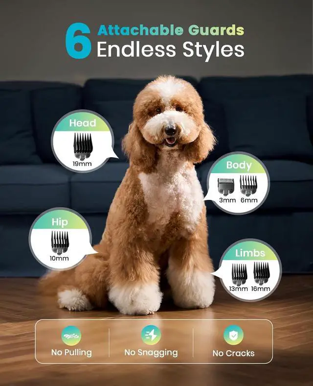 Alt view image 6 of 7 - PC18 Dog Clippers for Grooming for Thick Coat | 6800 RPM High-Speed, Detachable Stainless Steel Blades,4 hours of battery life, Dog Shaver for Thick/Matted/Knotted/Hair