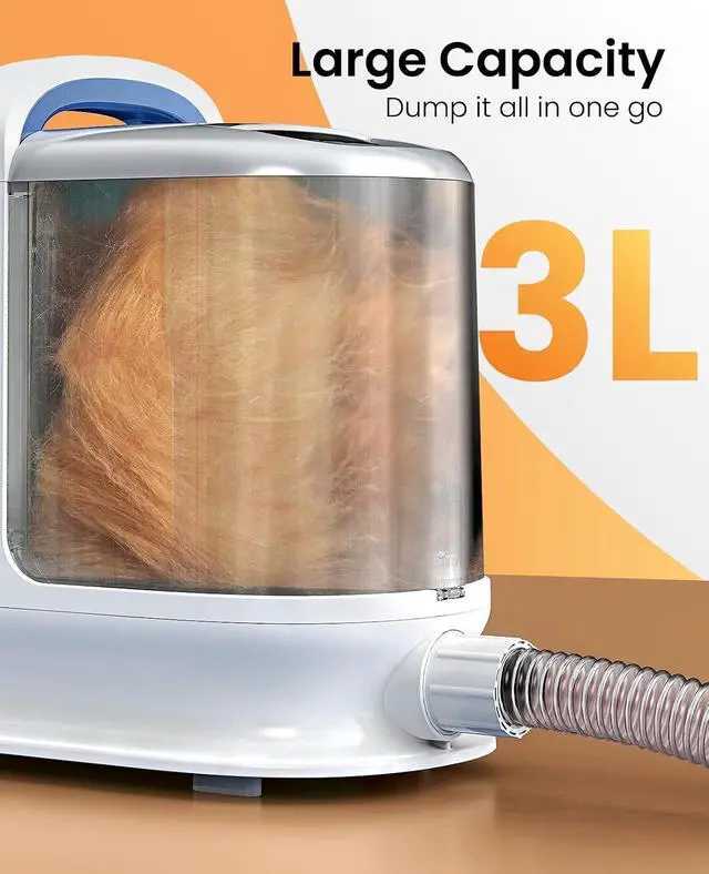Alt view image 3 of 7 - Dog Grooming Vacuum Kits with Clipper | Exatra Large 3L Dust Cup,13KPa 3 Suction,Clipper,Nail Grinder & Shedding Brush 7 in 1 Grooming Kits,Low Noise,BM3