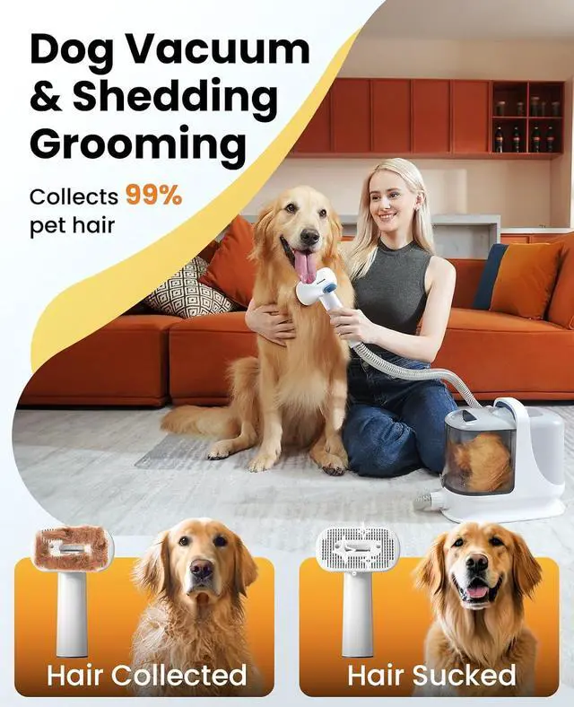 Alt view image 4 of 7 - Dog Grooming Vacuum Kits with Clipper | Exatra Large 3L Dust Cup,13KPa 3 Suction,Clipper,Nail Grinder & Shedding Brush 7 in 1 Grooming Kits,Low Noise,BM3