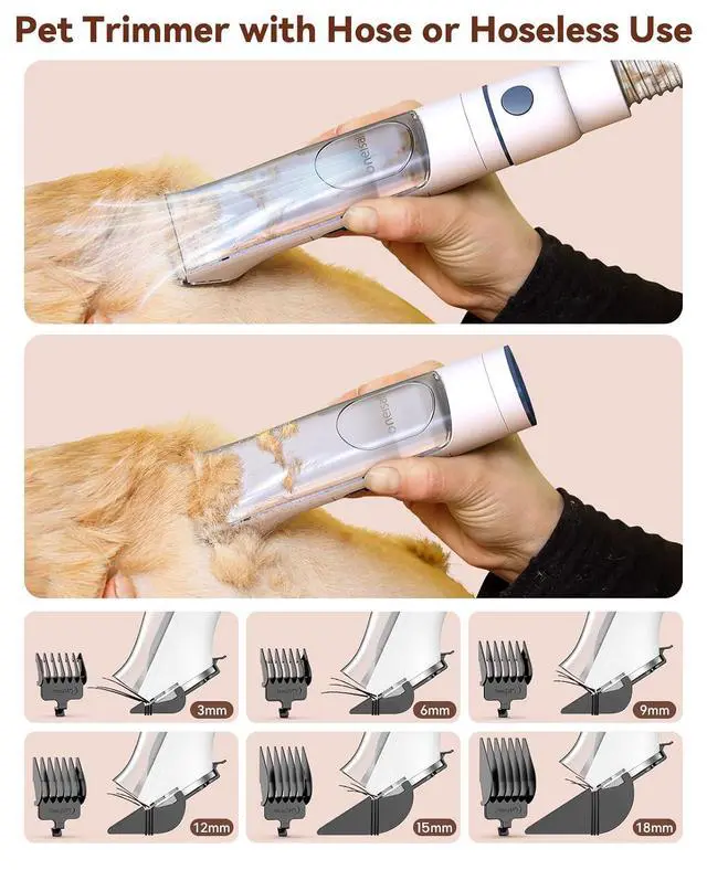 Alt view image 7 of 7 - Dog Grooming Vacuum Kits with Clipper | Exatra Large 3L Dust Cup,13KPa 3 Suction,Clipper,Nail Grinder & Shedding Brush 7 in 1 Grooming Kits,Low Noise,BM3