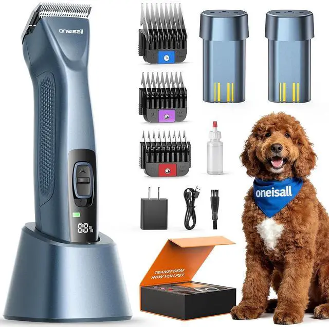 Main image of Professional Dog Clippers Dual Battery Unlimited Runtime A5 Blade | 3700SPM 2-Speed, 2 Pcs 2600mAh Swappable Battery, Low Noise Dog Grooming Clippers for Thick Long Curly Matted Hair