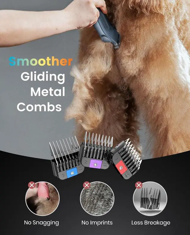 Alt view image 6 of 7 - Professional Dog Clippers Dual Battery Unlimited Runtime A5 Blade | 3700SPM 2-Speed, 2 Pcs 2600mAh Swappable Battery, Low Noise Dog Grooming Clippers for Thick Long Curly Matted Hair