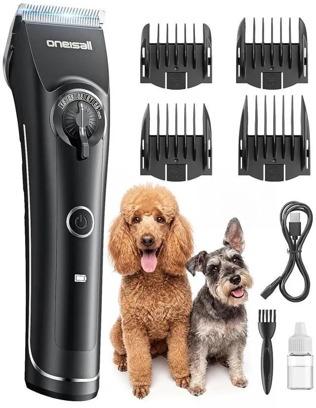 Main image of Dog Clippers for Grooming Thick Heavy Coats | Low Noise,5 Blade Lengths,Detachable Blade,Fits Wahl's 3379,3332-3339 Metal Guards,Long Battery Life,High-Speed,4 Guide Combs