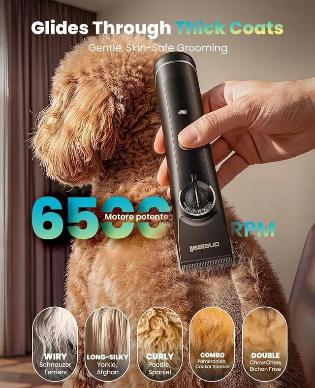 Alt view image 2 of 7 - Dog Clippers for Grooming Thick Heavy Coats | Low Noise,5 Blade Lengths,Detachable Blade,Fits Wahl's 3379,3332-3339 Metal Guards,Long Battery Life,High-Speed,4 Guide Combs