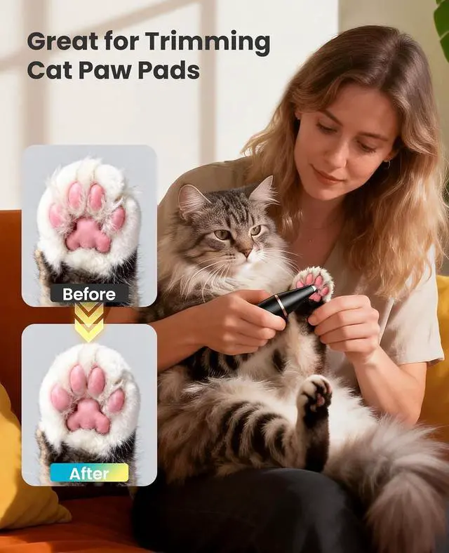 Alt view image 3 of 7 - 2-Speed Cat Clippers Double Blade Face Paw Trimmer Low Noise | Double Blades for Precise Trim. 2-Speed Control. Under 50dB Quiet. Mini Size for Paws, Face, Ears. USB Rechargeable.