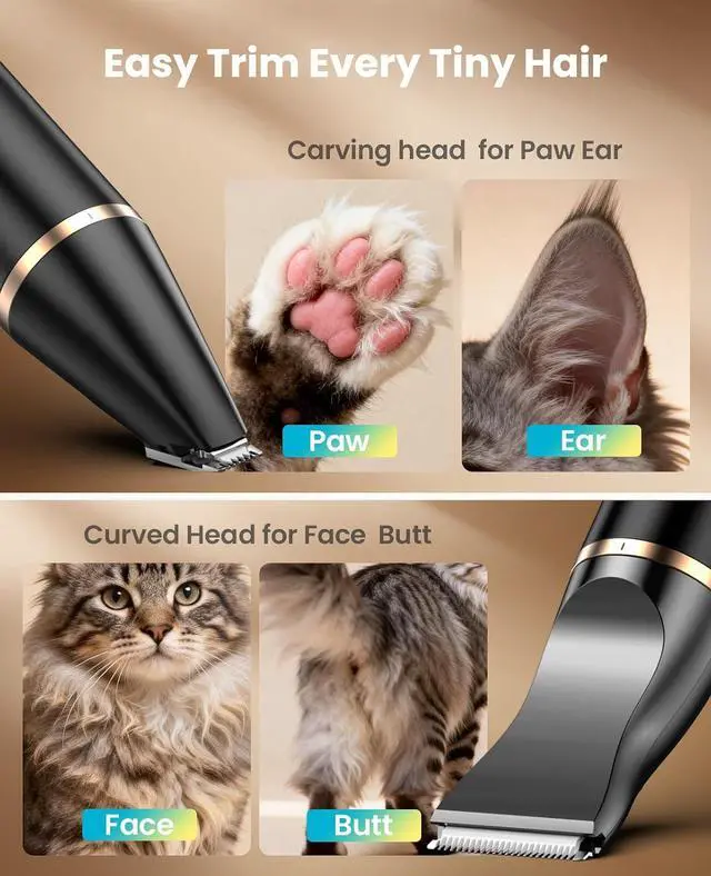 Alt view image 4 of 7 - 2-Speed Cat Clippers Double Blade Face Paw Trimmer Low Noise | Double Blades for Precise Trim. 2-Speed Control. Under 50dB Quiet. Mini Size for Paws, Face, Ears. USB Rechargeable.