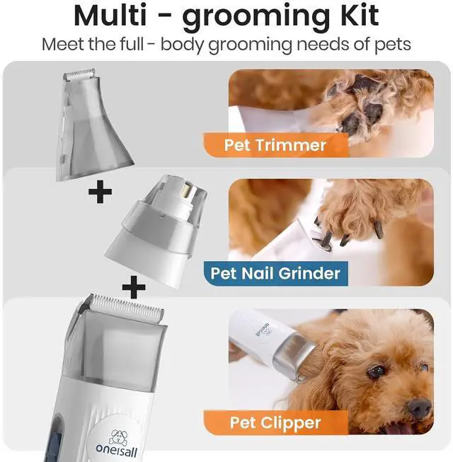 Alt view image 5 of 7 - Dog Grooming Vacuum Low-Noise Dog Paw Trimmer with LED Light