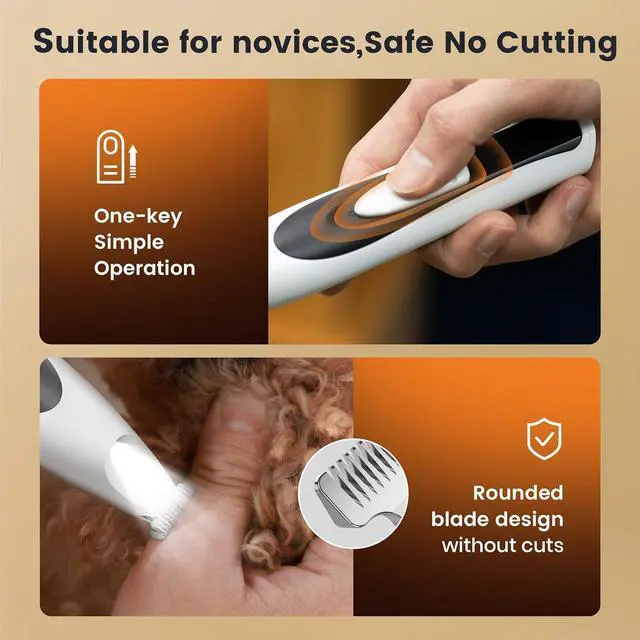 Alt view image 6 of 7 - FC11 Dog Paw Trimmer with LED Light, Low Noise Paw Trimmer for Dogs & Cats, 0.8inch Widen Blade Cordless - White
