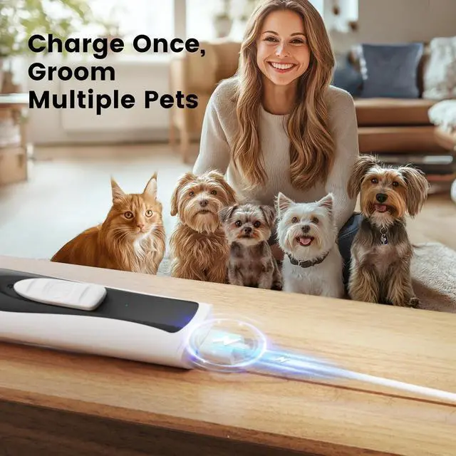 Alt view image 7 of 7 - FC11 Dog Paw Trimmer with LED Light, Low Noise Paw Trimmer for Dogs & Cats, 0.8inch Widen Blade Cordless - White