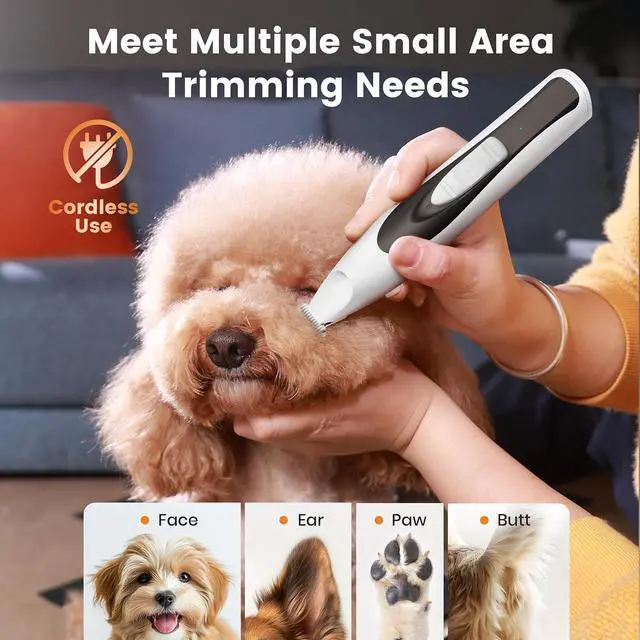 Alt view image 5 of 7 - FC11 Dog Paw Trimmer with LED Light, Low Noise Paw Trimmer for Dogs & Cats, 0.8inch Widen Blade Cordless - White