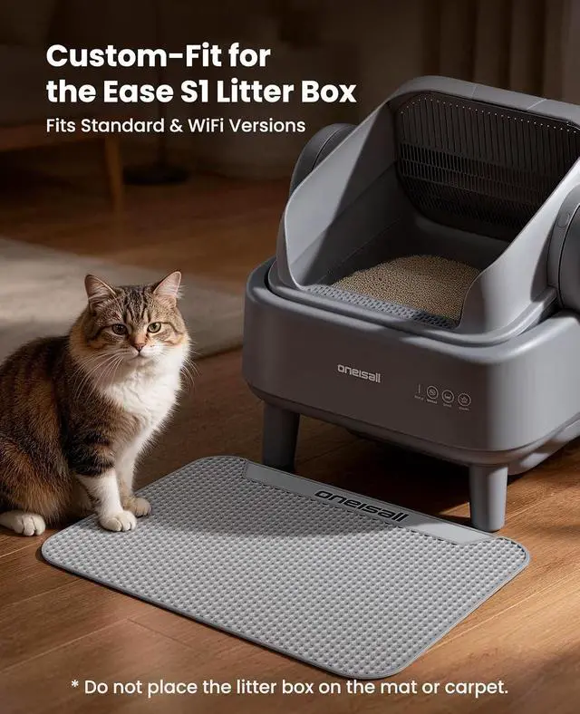 Alt view image 2 of 5 - Cat Litter Mat for Ease S1 Automatic Litter Box, Waterproof Urine-Proof Trapping Mat 1 Pack (Gray, 23.6x17.7 Inch)