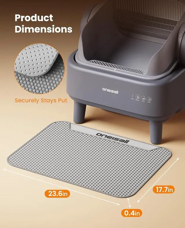 Alt view image 5 of 5 - Cat Litter Mat for Ease S1 Automatic Litter Box, Waterproof Urine-Proof Trapping Mat 1 Pack (Gray, 23.6x17.7 Inch)