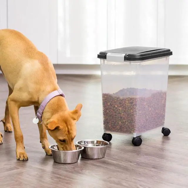 Alt view image 2 of 6 - IRIS USA Dog Food Storage Container, Airtight, 30 lb Capacity, Wheels | Airtight seal keeps kibble, bird seed, and pet food fresh while wheels provide easy mobility around the home.