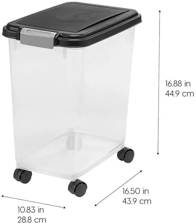 Alt view image 3 of 6 - IRIS USA Dog Food Storage Container, Airtight, 30 lb Capacity, Wheels | Airtight seal keeps kibble, bird seed, and pet food fresh while wheels provide easy mobility around the home.