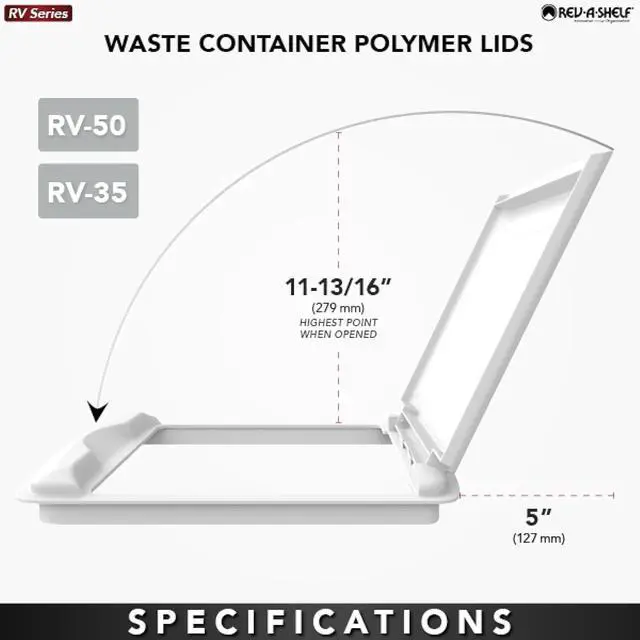 Alt view image 4 of 7 - Rev-A-Shelf 35 Qt Under Sink Garbage Can Lid for Base Kitchen and Bathroom Cabinet, Replacement Plastic Trash Bin Lid Only, Silver, RV-35-LID-17-1