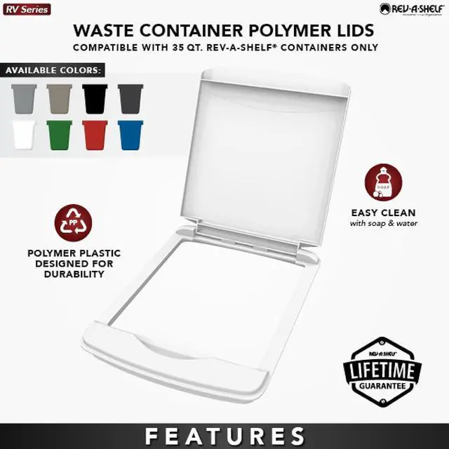 Alt view image 6 of 7 - Rev-A-Shelf 35 Qt Under Sink Garbage Can Lid for Base Kitchen and Bathroom Cabinet, Replacement Plastic Trash Bin Lid Only, Silver, RV-35-LID-17-1