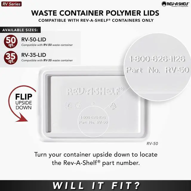 Alt view image 3 of 7 - Rev-A-Shelf 35 Qt Under Sink Garbage Can Lid for Base Kitchen and Bathroom Cabinet, Replacement Plastic Trash Bin Lid Only, Blue, RV-35-LID-22-1-40