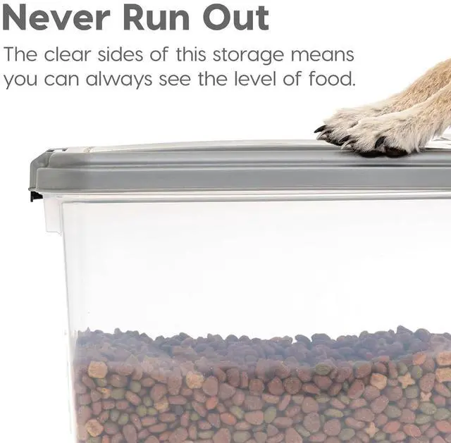 Alt view image 6 of 7 - IRIS USA Airtight Dog Food Storage Container Combo, 30 lb & 11 lb Bin | Stackable food storage system includes scoop and wheels to keep kibble, treats, and pet food fresh and organized.