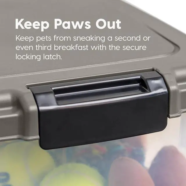 Alt view image 5 of 7 - IRIS USA Airtight Dog Food Storage Container Combo, 30 lb & 11 lb Bin | Stackable food storage system includes scoop and wheels to keep kibble, treats, and pet food fresh and organized.