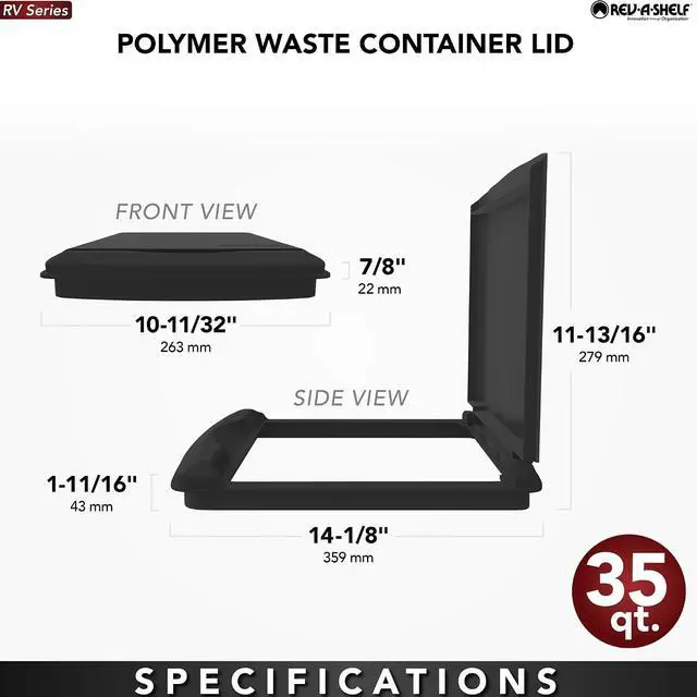 Alt view image 3 of 7 - Rev-A-Shelf 35 Qt Under Sink Garbage Can Lid for Base Kitchen and Bathroom Cabinet, Replacement Plastic Trash Bin Lid Only, Green, RV-35-LID-G-1