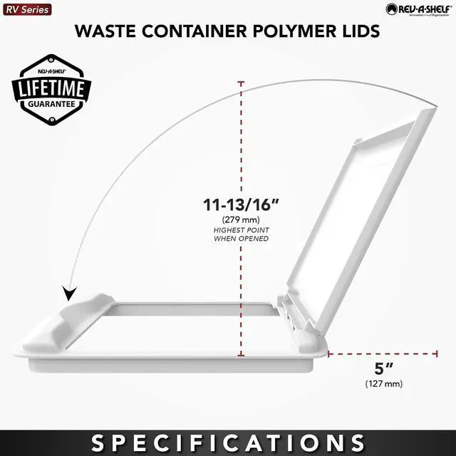 Alt view image 7 of 7 - Rev-A-Shelf 35 Qt Under Sink Garbage Can Lid for Base Kitchen and Bathroom Cabinet, Replacement Plastic Trash Bin Lid Only, Green, RV-35-LID-G-1