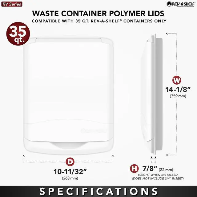 Alt view image 6 of 7 - Rev-A-Shelf 35 Qt Under Sink Garbage Can Lid for Base Kitchen and Bathroom Cabinet, Replacement Plastic Trash Bin Lid Only, Green, RV-35-LID-G-1
