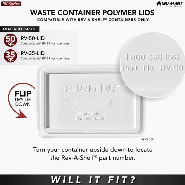 Alt view image 4 of 7 - Rev-A-Shelf 35 Qt Under Sink Garbage Can Lid for Base Kitchen and Bathroom Cabinet, Replacement Plastic Trash Bin Lid Only, Green, RV-35-LID-G-1