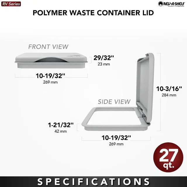 Alt view image 3 of 7 - Rev-A-Shelf 27 Qt Under Sink Garbage Can Lid for Kitchen and Bathroom Cabinet, Replacement Plastic Trash Bin Lid Only, Champagne, RV-1024-LID-12-1