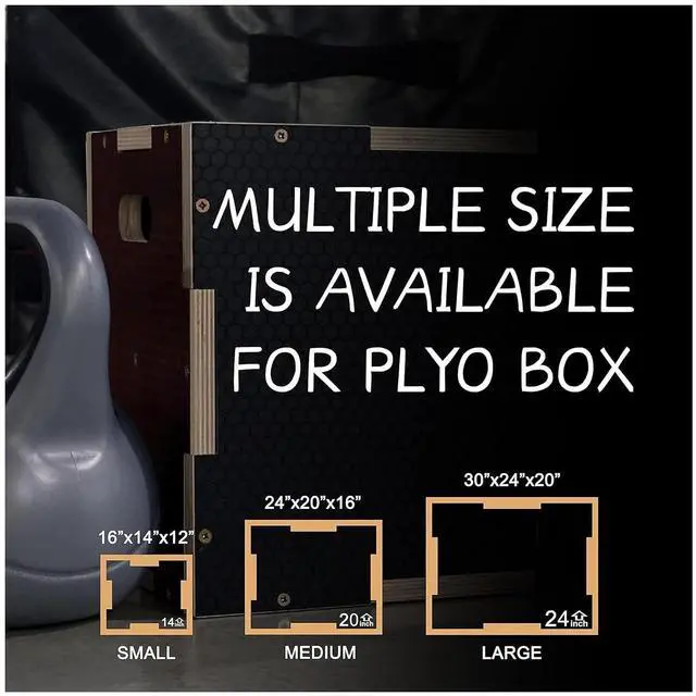 Alt view image 4 of 5 - Fitvids 16" x 14" x 12" Non-Slip Wooden Plyo Box Jump Exercise Platform, Plyometric Workout Equipment for Home Gym, Training Step Box, Black