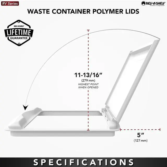 Alt view image 3 of 7 - Rev-A-Shelf 50 Qt Under Sink Garbage Can Lid for Base Kitchen and Bathroom Cabinet, Replacement Plastic Trash Bin Lid Only, Gray, RV-50-LID-13-1