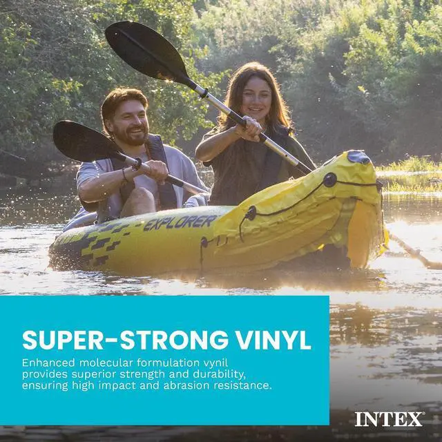 Alt view image 4 of 7 - INTEX 68307EP Explorer K2 Inflatable Kayak Set: Deluxe 86in Kayak Paddles and High-Output Pump Adjustable Seats with Backrest Removable Skeg 2-Person 400lb Weight Capacity, 2 Pack
