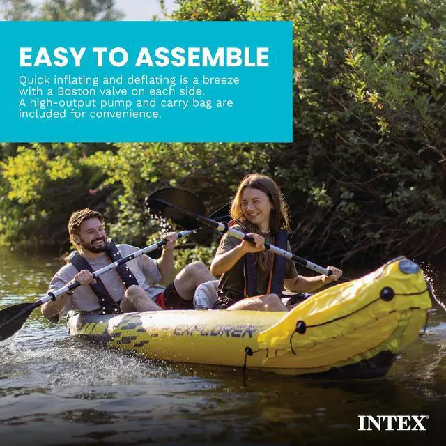 Alt view image 6 of 7 - INTEX 68307EP Explorer K2 Inflatable Kayak Set: Deluxe 86in Kayak Paddles and High-Output Pump Adjustable Seats with Backrest Removable Skeg 2-Person 400lb Weight Capacity, 2 Pack