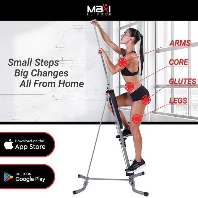 Alt view image 5 of 7 - MaxiClimber 2.0 Vertical Climber ERS (Elastic Resistance System) - Easy to Assemble, Folding Exercise Machine Combines Cardio & Strength Training for a Low Impact, Full Body Workout - Free Fitness App