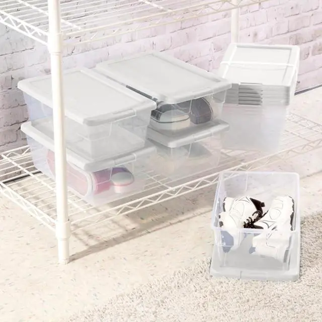 Alt view image 4 of 6 - Sterilite 6 Quart Storage Box, Clear Plastic with White Snap Lid, 12 Pack